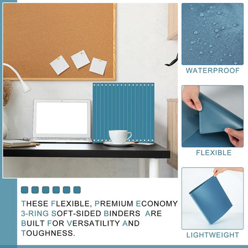 Fulmoon 12 Pcs Economy View 3 Ring Plastic Binder, 12.2 x 9.8 Inch, with Pockets for Meetings, Home, Office, School