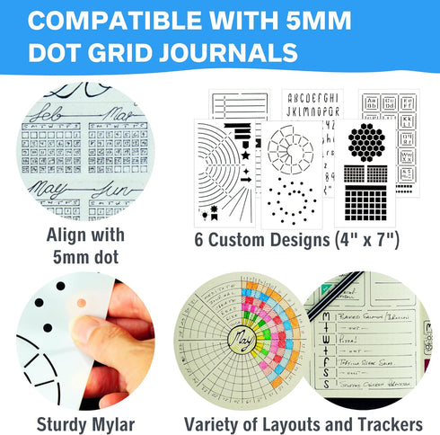 Ultimate Productivity Stencils & Stickers by Sunny Streak - x20 Sheets Planner Stickers, x6 Stencils, Goals