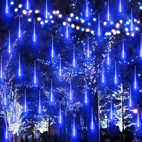 Aluan 10 Tubes 40cm/16inch Christmas Meteor Shower Lights, 360 LEDs Waterproof Hanging Lights for Holiday Garden Decor,