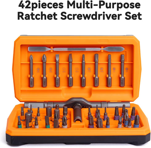 42 1 Set, Set ANVANNA in Magnetic Screwdriver, Screwdriver Multi Bit Ratcheting Screwdriver with Storage Case Repair