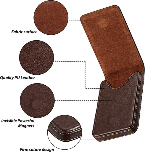 Outus 2 Pieces PU Leather Business Card Holder Wallet with Magnetic Shut for Men Women