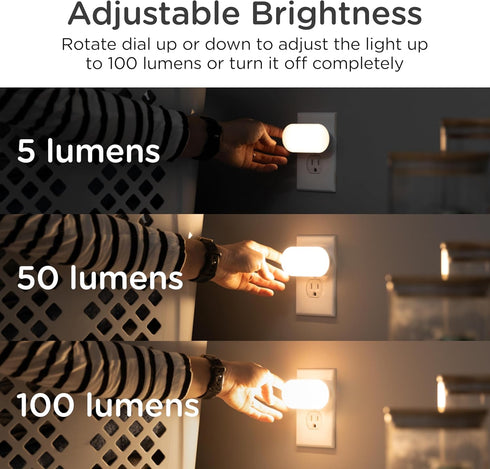 Dimmable 100 2 Pack (83776) Lights by Night Mini Bright Night Light, Plug-in, Dusk-to-Dawn Sensor, Adjustable & LED, Up