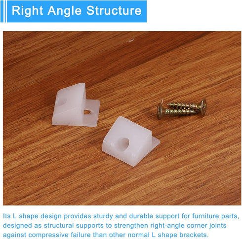 50Pcs 90 17.5x15.5x9mm uxcell Degree Plastic Corner Braces, Nylon Shelf Right Angle Brackets with Screws for Cabinets