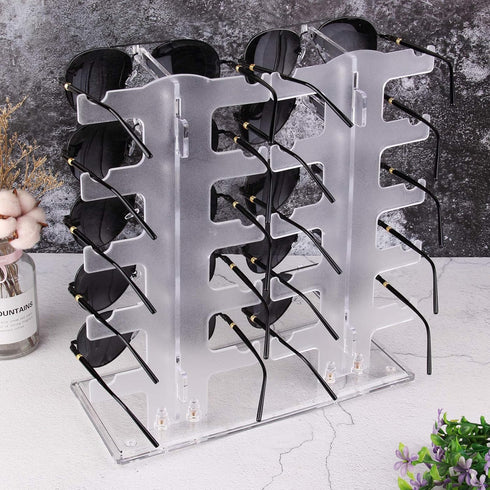 Lamoutor 2 Row Transparent Sunglasses Rack Holder - Glasses Display Stand