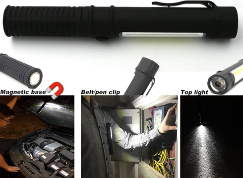 8 Pack COB LED Work Flashlight with Magnetic Base and Clip Multi-Function Pocket Pen Light Inspection Work Light