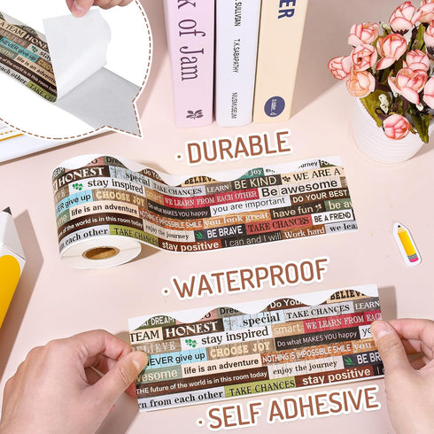 Whaline 65.6Ft Inspirational Bulletin Board Border Growth Mindset Scalloped Trim Motivational Craft Decor for Classroom