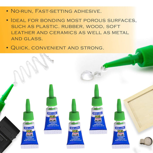 BAZIC Super Glue Gel 0.5g, Clear No Run Fast Dry Mini Tube Adhesive for Office & Home Improvement (5/Pack), 2-Pack