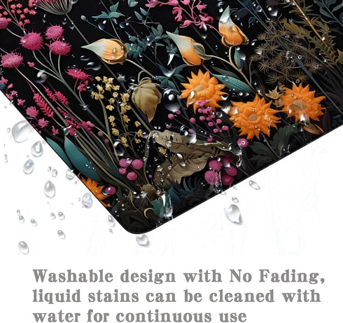 Black Pink Beauty Flowers Mouse Pad, Unique Design Computer Mousepad with Non-Slip Rubber Base for Women