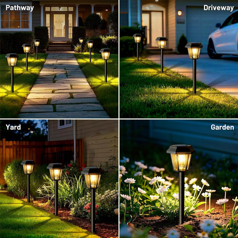 8 Pack 3000K Bulb, Solar Pathway Lights Outdoor Solar Lights Outdoor Waterproof with Tungsten Filament Decor Driveway
