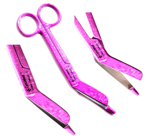 Cynamed-1Ea Nursing Lister Bandage Scissors -Pink Dew Drops Pattern Color, German Stainless