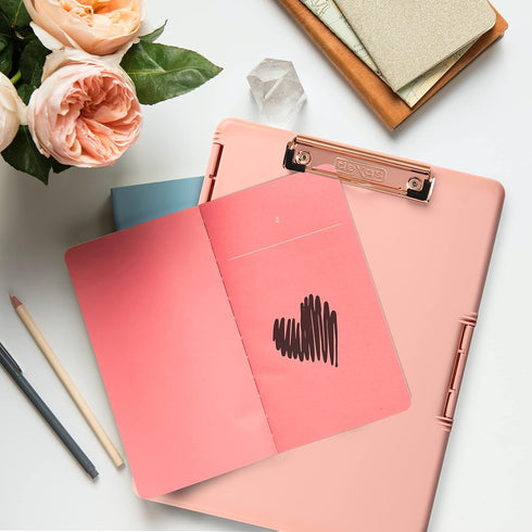 Dexas Slimcase 2 Storage Clipboard, Blush Pink with Rose Gold Clip, A4 Holder, Office Supplies, Stylish Functionality,