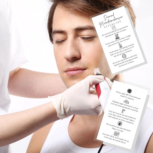 Lashicorn 50 Pack 2x3.5 inch Diamond Microdermabrasion Aftercare Cards | | Business Card | Esthetician Supplies |