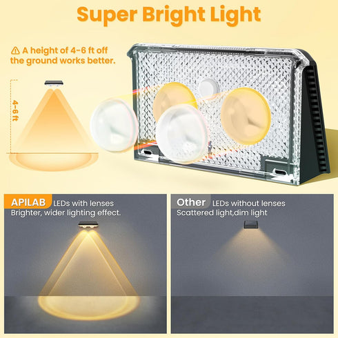 8 Pack 3 IP65 Solar Fence Lights Outdoor - Modes (Warm/Neutral/Cool White), Fence Lights Solar Powered for Outside