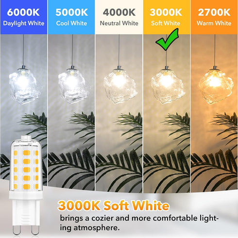 G9 Bulb Dimmable, 3000K, 40W T4 4W Bulbs 400LM, 6 Pack MAXvolador LED Soft White Halogen Equivalent, Bi Pin Base Light