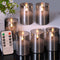 VIODAIM 6Pack Glass Flickering Flameless Candles with Remote, 2"X3" Real Wax Votive