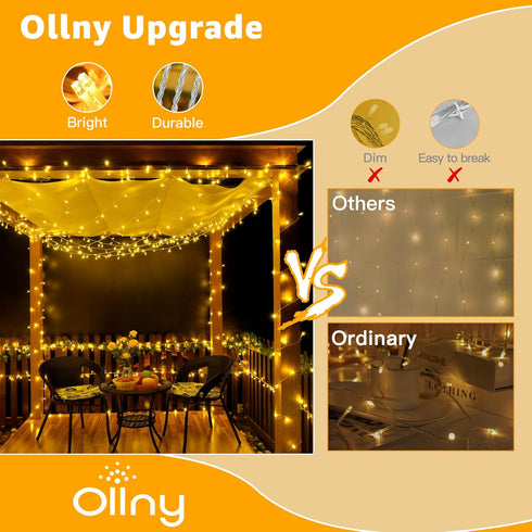 Ollny 120LED 40FT String Lights, Warm White Waterproof Fairy Lights with Timer, 8 Modes Plug in for Indoor Outdoor