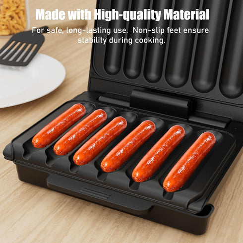 KEINVE Hot Dogs Machine, Electric Grill with Oil Drip Tray, and Cord Storage, Ideal for Veggie Sausages, BBQ