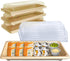 EcoQuality Small Compostable Sushi Trays with Lids - Natural Sugarcane Bagasse Take