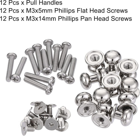 uxcell 12pcs Round Knobs Pull Handle, 9mm Head Dia. Zinc Alloy for Drawer Pulls Gift Box Cabinet Knobs