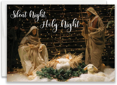 JBH Creations Religious Nativity Christmas Card with Scripture - Pack of 24