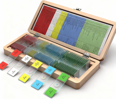 MUXBMUX Microscope Slides with Specimens, 60 Lab-Grade Prepared Microscope Slides, Animal/Plant/Microbe/Tissue Samples, STEM