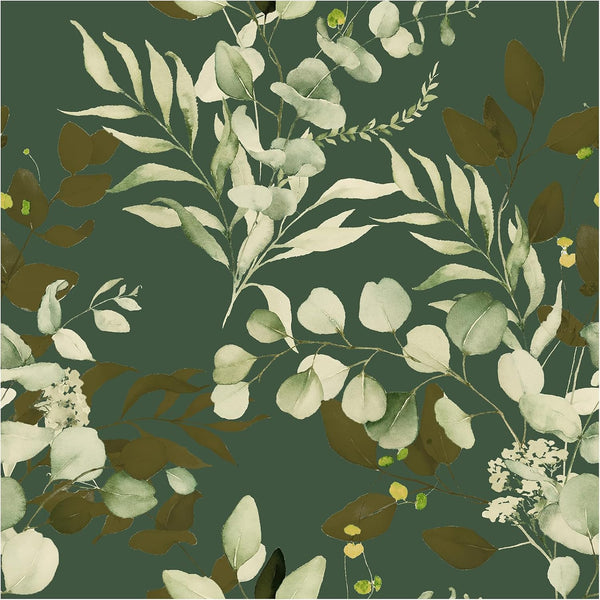 HAOKHOME 93042-4 Peel and Stick Wallpaper 17.7in x 9.8ft Boho Sage Green Eucalyptus