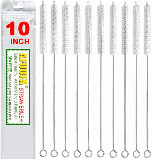 Straw Cleaner Brush for Stanley Cup, 10in Length x 2/5in Diameter, Tube Cleaner with Nylon Bristles, 10 Pack