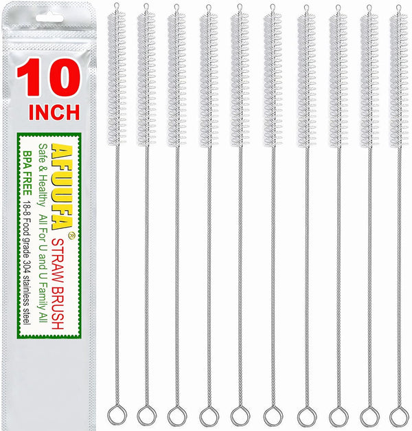 Straw Cleaner Brush for Stanley Cup, 10in Length x 2/5in Diameter, Tube Cleaner with Nylon Bristles, 10 Pack