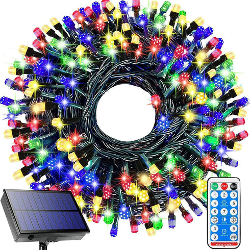 Solar String Lights Outdoor,115 Ft 300 LED Solar Christmas Lights with Remote,8