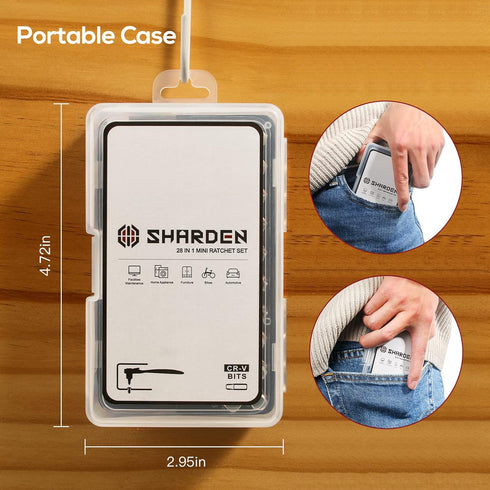 SHARDEN 28pcs Mini Ratchet Set, Right Angle Screwdriver and Bit with Metric Socket Set for Tight Spaces