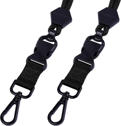Wisdompro 2 Pack of 23 inch Durable Round Cord Lanyard - Heavy Duty with Safety Breakaway Buckle, Black
