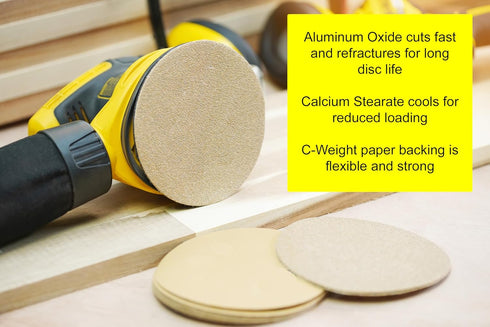 LR6C320 PSA Sanding Discs C Weight Gold Stearated Aluminum Oxide, 6", 320 Grit (100/roll)