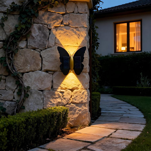 HAKSEIFA Butterfly Wall lihgts Decorations Solar Fence Lights Outdoor Solar Deck Light Waterproof