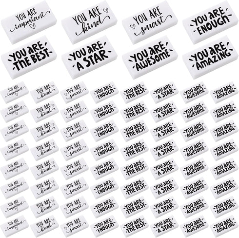 PerKoop 200 Pcs Inspirational Pencil Erasers, White Small Block Erasers, Motivational Bulk Erasers for Kids, Teachers