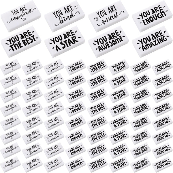 PerKoop 200 Pcs Inspirational Pencil Erasers, White Small Block Erasers, Motivational Bulk Erasers for Kids, Teachers