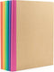 PAPERAGE 6-Pack Composition Notebook Journals, 120 Pages, Kraft Cover with Rainbow Spines, Small Size, 8 x 5.75 in