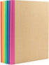 PAPERAGE 6-Pack Composition Notebook Journals, 120 Pages, Kraft Cover with Rainbow Spines, Small Size, 8 x 5.75 in