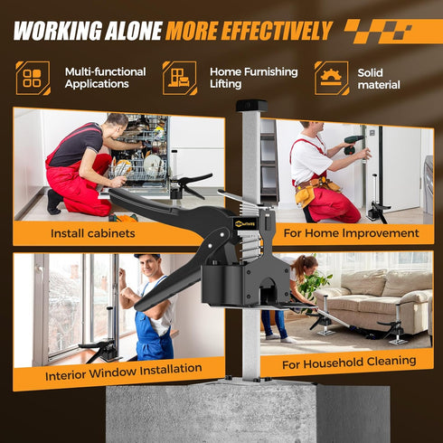 Labor Saving Handle 12 In Lever Arm Lifter, Multi-Function Height Adjustment for Drywall, Weight 490lb