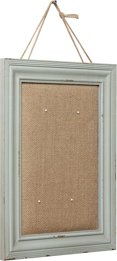 SOFE Cute Linen Small Bulletin Board, 15.7×12 Inches Decorative Cork Board with Blue Frame for Home Office School
