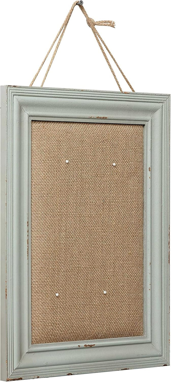 SOFE Cute Linen Small Bulletin Board, 15.7×12 Inches Decorative Cork Board with Blue Frame for Home Office School