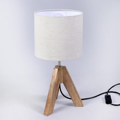 16 Inches Tripod Table Lamp, Height with Off White Jute Bedside Lamp with Linen Off White Lampshade, Nightstand Lamp