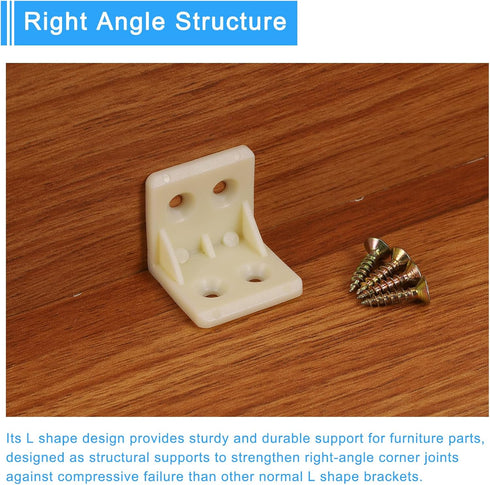 8Pcs 90 27x28x27mm uxcell Degree Plastic Corner Braces, Nylon Shelf Right Angle Brackets with Screws for Cabinets