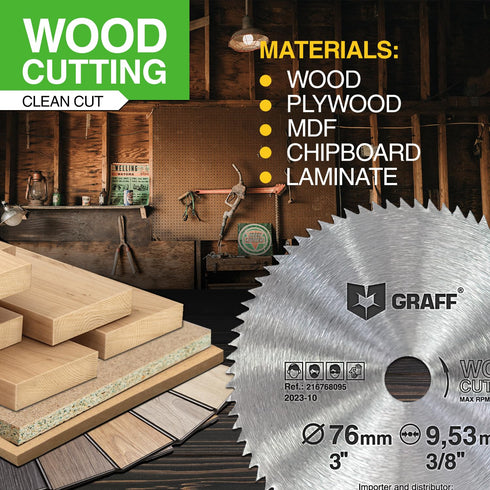 3 Inch Circular Saw Blade for Wood, 80T Cutting Disc with 3/8 Inch Arbor from GRAFF