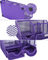 EasyPAG Mesh Office Desktop Organizer with Drawer, Metal Stationary Desk Caddy, 6 Compartments, Purple
