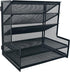 SETTFRFE Office Supplies Desk Organizer, Metal Desktop File Holder with 5-Tier Paper Tray, Black for Efficient Storage