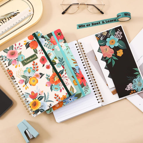 Notebook - 3 Pack A5 Lined Journal Notebooks, 8.3'' x 6'' Spiral Notebook, Thick Paper, Classic College Ruled for