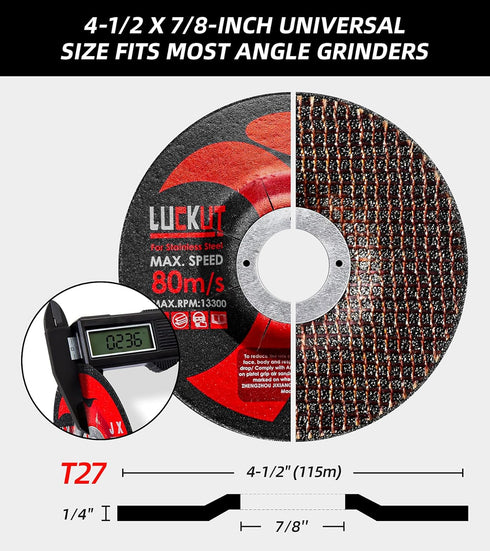Grinding Wheels 4-1/2'' x 1/4'' x 7/8'', Aggressive Grinding Discs for Angle Grinders - 10 Pack