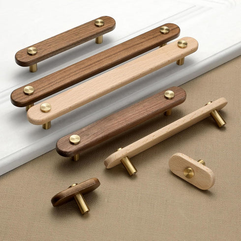 4 5.04 pcs in Walnut Brass Cabinet Door Handles Cabinet Wine Cabinet Wardrobe Drawer Door pulls