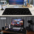 Large Gaming Mouse Pad with Coasters + Cable Clips, Black Leopard Print Extended Mousepad (31.5 x 11.8) with Stitched