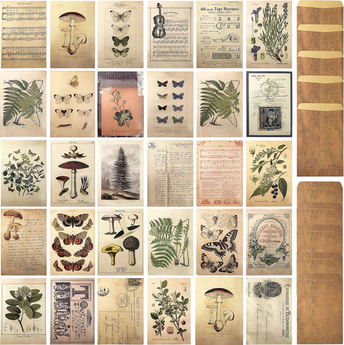 MUMULULU Vintage Style Postcard and Envelope Set Floral Retro Plant Butterfly Vintage Memories